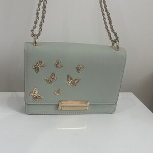 Aldo Mint Green Crossbody Bag with Gold Butterflies